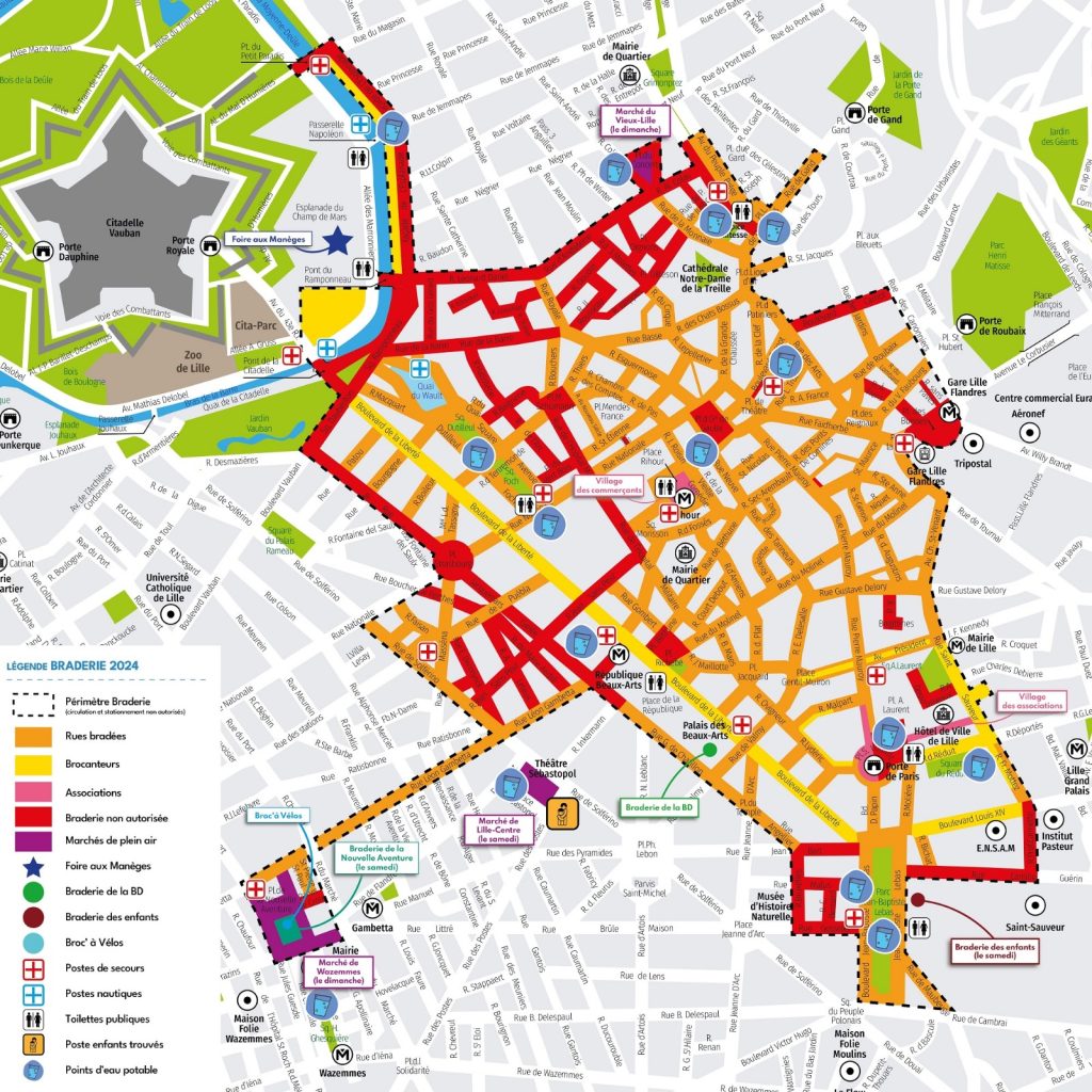 Plan de la braderie de Lille 2024
