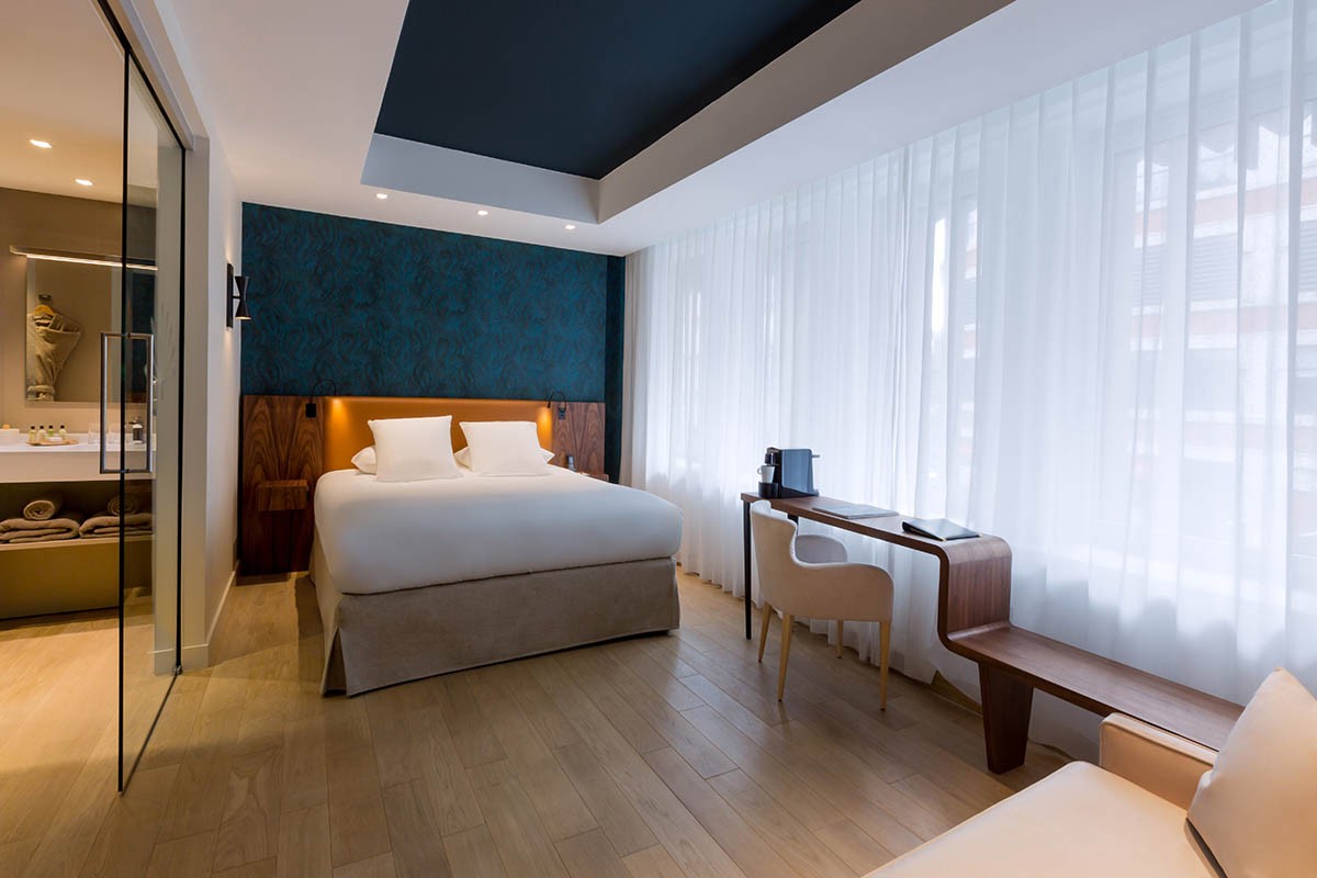 Empty modern hotel bedroom in Lille France